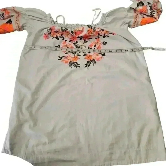 Free People Womens Blue Fleur Du Jour Embroidered Dress Off Shoulder Boho Sz S - Picture 12 of 14